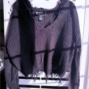 Polly & Esther Charcoal V-Neck Sweater